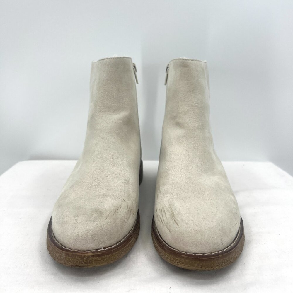 LOFT Ivory Faux Suede Side Zip Booties Women's 8.5 - Picture 6 of 11